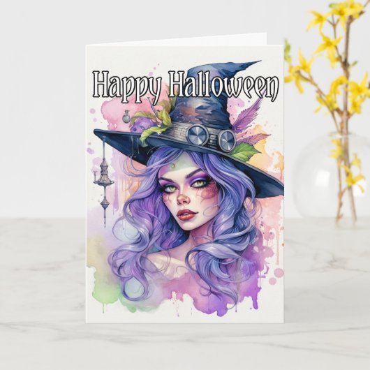 Happy Halloween | Salem Witch Kaart (Gele Bloem)