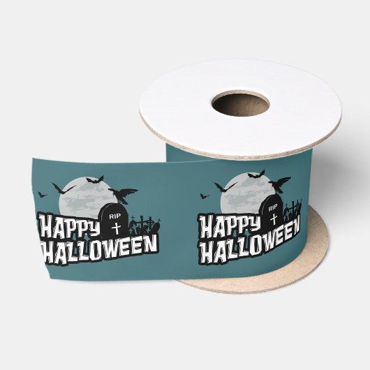 Happy Halloween Satijnen Lint (Spoel)