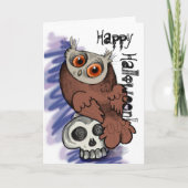 Happy Halloween! Scardy Owl Skull~cards Kaart (Voorkant)