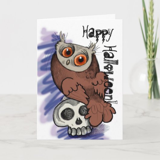 Happy Halloween! Scardy Owl Skull~cards Kaart (Voorkant)