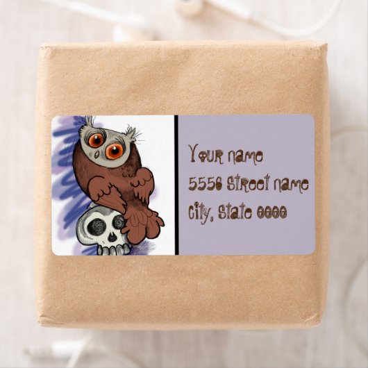 Happy Halloween! Scardy Owl Skull Etiket (Insitu)