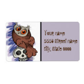Happy Halloween! Scardy Owl Skull Etiket (Voorkant)