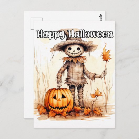Happy Halloween Scarecrow Briefkaart (Voorkant / Achterkant)