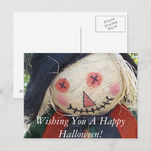Happy Halloween Scarecrow Briefkaart (Voorkant / Achterkant)
