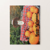 Happy Halloween Scarecrow en Pumpkins Family Fun Legpuzzel (Verticaal)