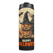 Happy Halloween Scarecrow Pumpkin Thermal Tumbler Thermosbeker (Voorkant)