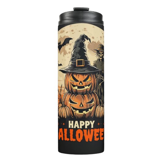 Happy Halloween Scarecrow Pumpkin Thermal Tumbler Thermosbeker (Voorkant)