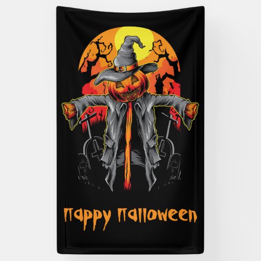 Happy Halloween Scarecrow Spandoek (Verticaal)