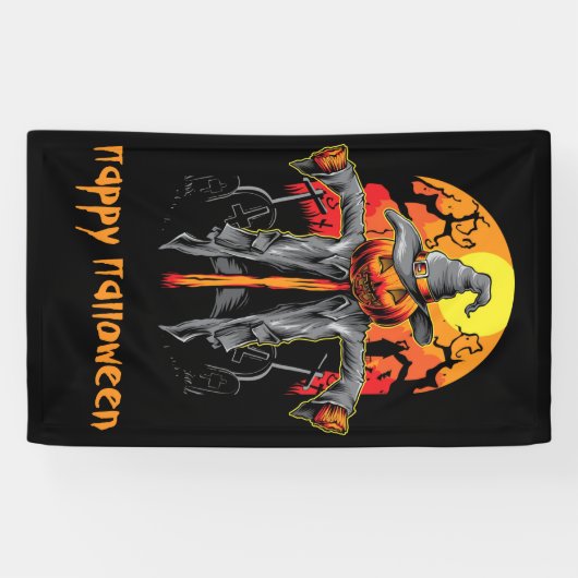 Happy Halloween Scarecrow Spandoek (Horizontaal)