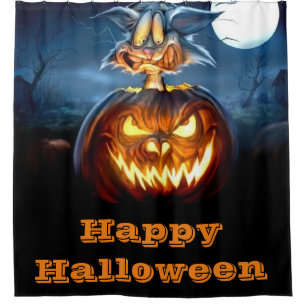 Happy Halloween Scaredy Cat Douchegordijn