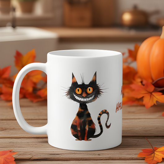 Happy Halloween Scary Black Cat Coffee Cocoa Mok