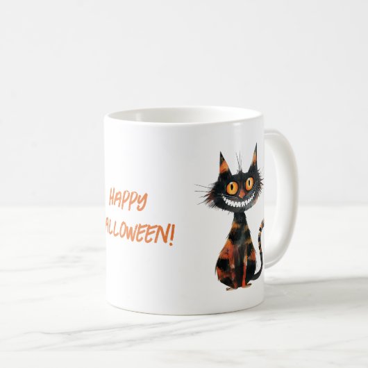 Happy Halloween Scary Black Cat Coffee Cocoa Mok (Voorkant rechts)