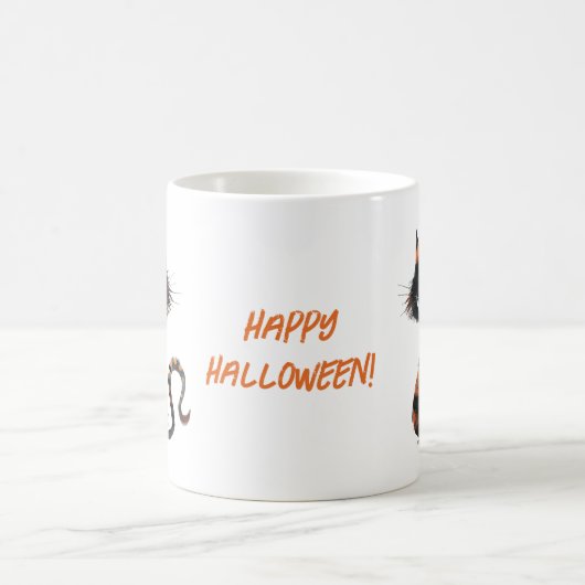 Happy Halloween Scary Black Cat Coffee Cocoa Mok (Center)