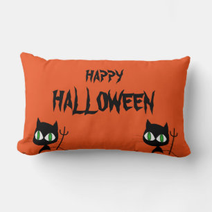 Happy Halloween Scary Cat Oranje Throw Kussen