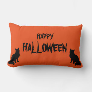 Happy Halloween Scary Cat Oranje Throw Kussen