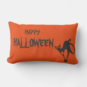 Happy Halloween Scary Cat Oranje Throw Kussen
