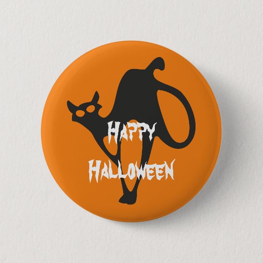 Happy Halloween Scary Cat Ronde Button 5,7 Cm (Voorkant)