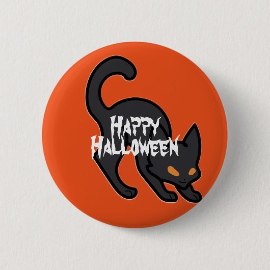 Happy Halloween Scary Cat Ronde Button 5,7 Cm (Voorkant)