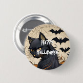Happy Halloween Scary Cat Ronde Button 5,7 Cm (Voorkant /achterkant)