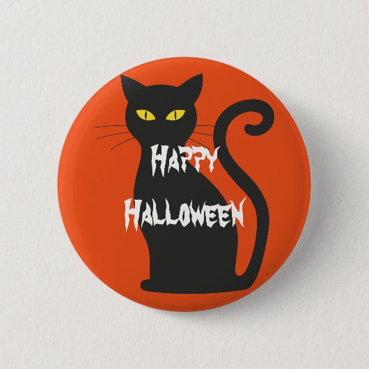 Happy Halloween Scary Cat Ronde Button 5,7 Cm (Voorkant)