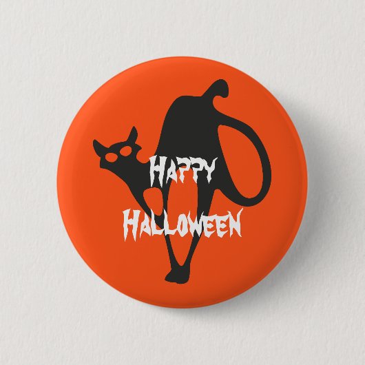 Happy Halloween Scary Cat Ronde Button 5,7 Cm (Voorkant)
