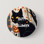 Happy Halloween Scary Cat Ronde Button 5,7 Cm (Voorkant)
