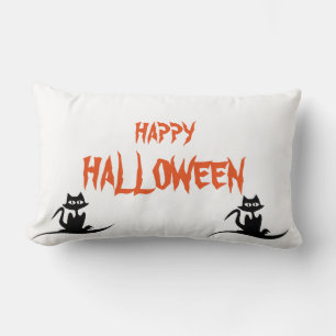 Happy Halloween Scary Cat white Throw Kussen