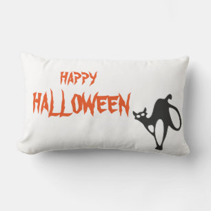 Happy Halloween Scary Cat white Throw Kussen