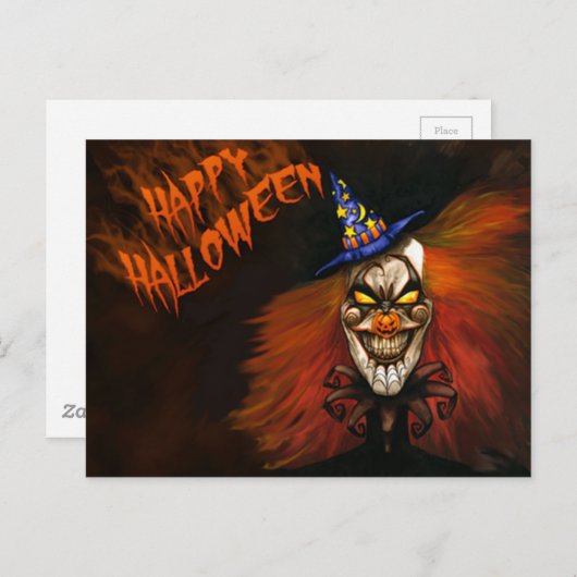 Happy Halloween Scary Clown Briefkaart (Voorkant / Achterkant)