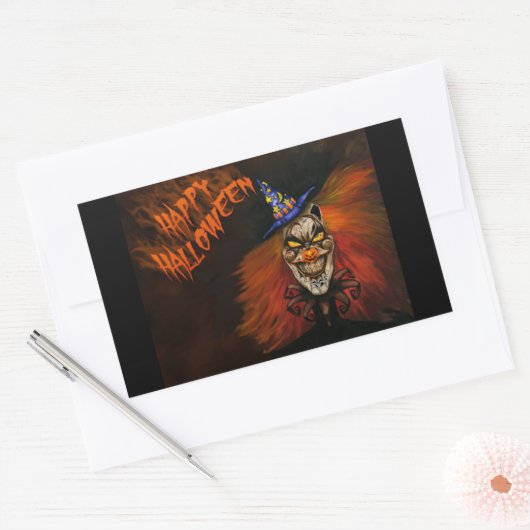 Happy Halloween Scary Clown Rechthoekige Sticker (Envelop)