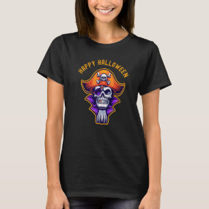 Happy Halloween Scary Cute Dead Pirate Skull Cross T-shirt