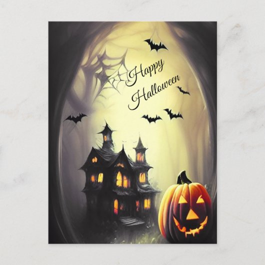 Happy Halloween Scary Haunted House Briefkaart (Voorkant)