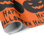 Happy Halloween Scary Jack-o-lantern Pumpkin Cadeaupapier (Rol Hoek)