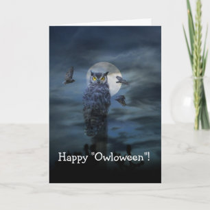 Happy Halloween Scary Owl Kaart