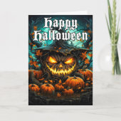 Happy Halloween Scary Pumpkin Art Kaart (Voorkant)