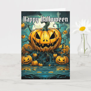 Happy Halloween Scary Pumpkin Design Kaart
