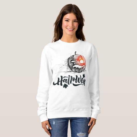 Happy Halloween Scary pumpkin Face Sweatshirt (Voorkant volledig)