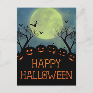 Happy Halloween Scary Pumpkins Bats Briefkaart