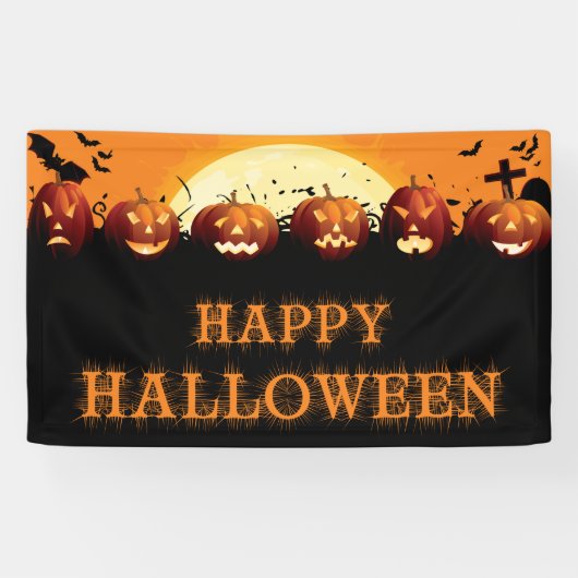 Happy Halloween Scary Pumpkins Spandoek (Horizontaal)