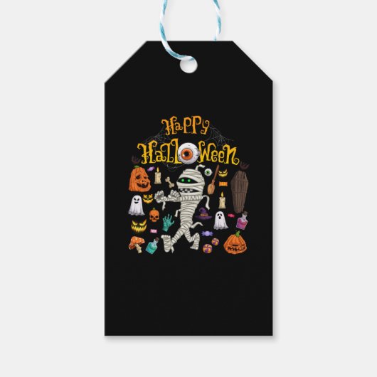 Happy Halloween Scary Retro Cadeaulabel (Voorkant)