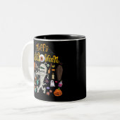 Happy Halloween Scary Retro Tweekleurige Koffiemok (Voorkant links)