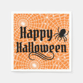 Happy Halloween Scary Sinaasappel Zwarte Spin Servet (Voorkant)