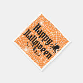 Happy Halloween Scary Sinaasappel Zwarte Spin Servet (Hoek)