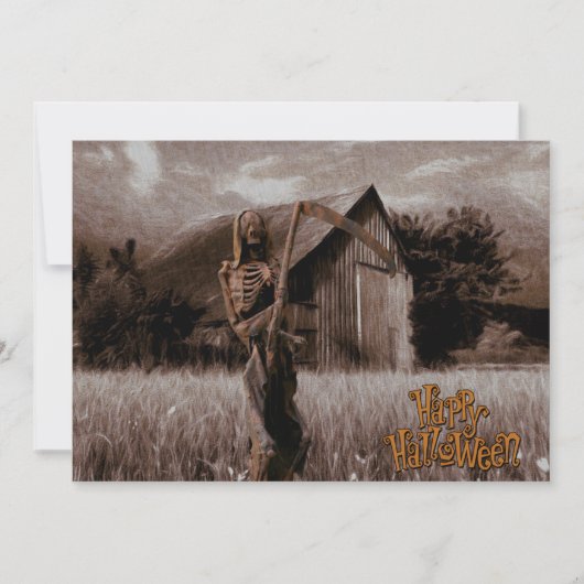 Happy Halloween Scary Skeleton Reaper Kaart (Voorkant)