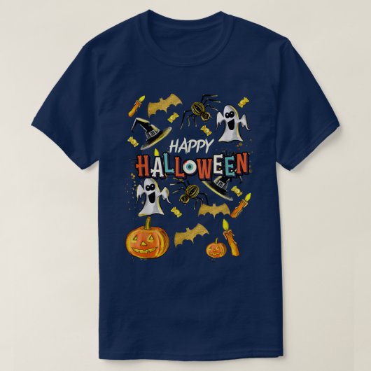 Happy Halloween Scary Spooky Retro Style Boys Girl T-shirt (Design voorkant)