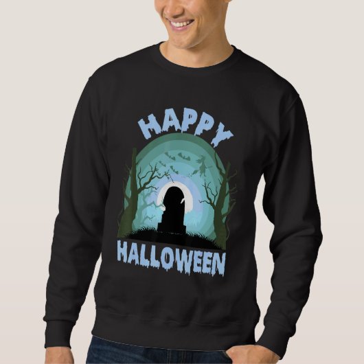 Happy Halloween Scary Tombstone Witch Trui (Voorkant)