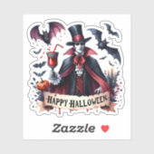 Happy Halloween - Scary Vampire en vleermuizen Sticker (Vel)