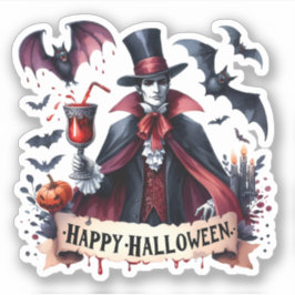 Happy Halloween - Scary Vampire en vleermuizen Sticker