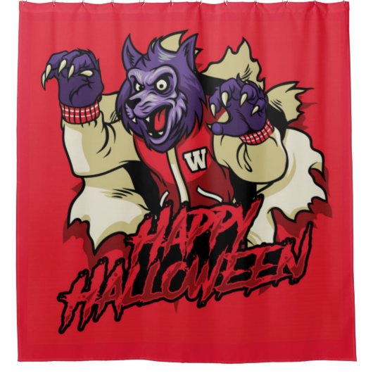 Happy Halloween Scary Werewolf Douchegordijn (Voorkant)