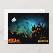 Happy Halloween Scary Witch, Ghost en Pumpkins Briefkaart (Voorkant / Achterkant)